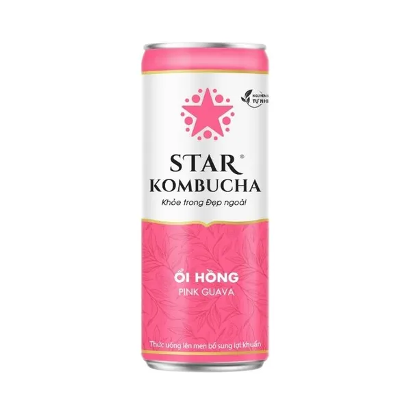 Trà lên men bổ sung lợi khuẩn Star Kombucha vị ổi hồng lon 250ml