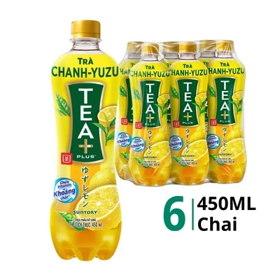 Lốc 6 chai trà ô long Oolong Tea+ vị chanh Yuzu 450ml