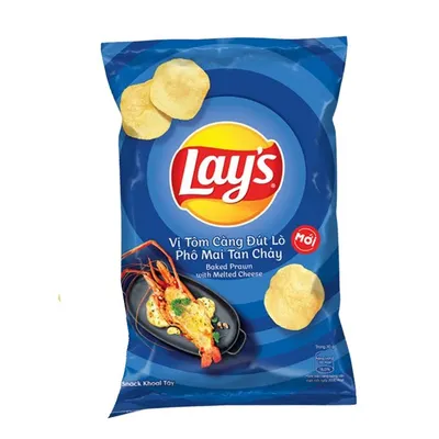 Snack khoai tây vị tôm càng đút lò phô mai tan chảy Lay's gói 90g