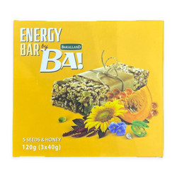Ngũ cốc năng lượng 5 loại hạt & mật ong Bakalland hộp 3 thanh x 40g (1 Hộp)