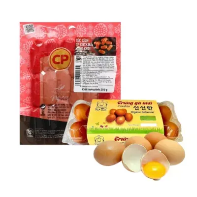 Combo bữa sáng tiện lợi: Xúc xích xông khói CP 250g và trứng gà