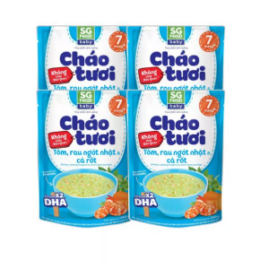 Combo 4 cháo tươi baby tôm rau ngót Nhật cà rốt SG Food gói 240g x 4