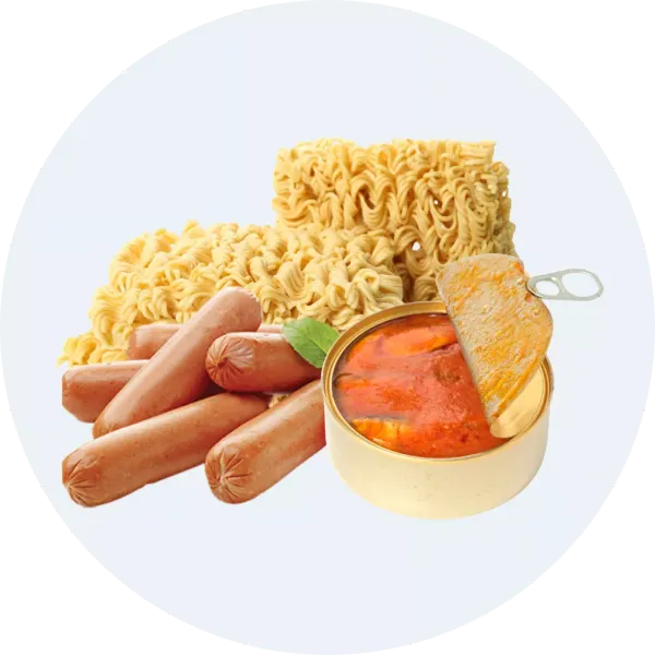 Mì gói, xúc xích, đồ hộp