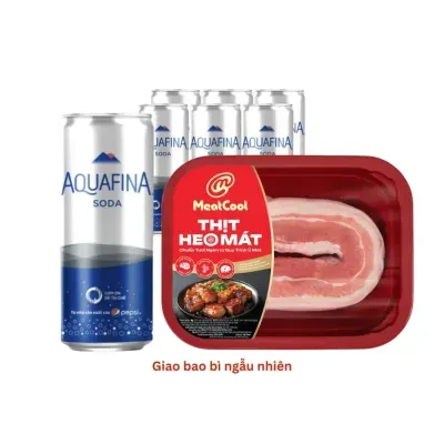 Combo ba rọi nướng nướng & Soda: ba rọi heo Meatcool và nước soda Aquafina 320ml