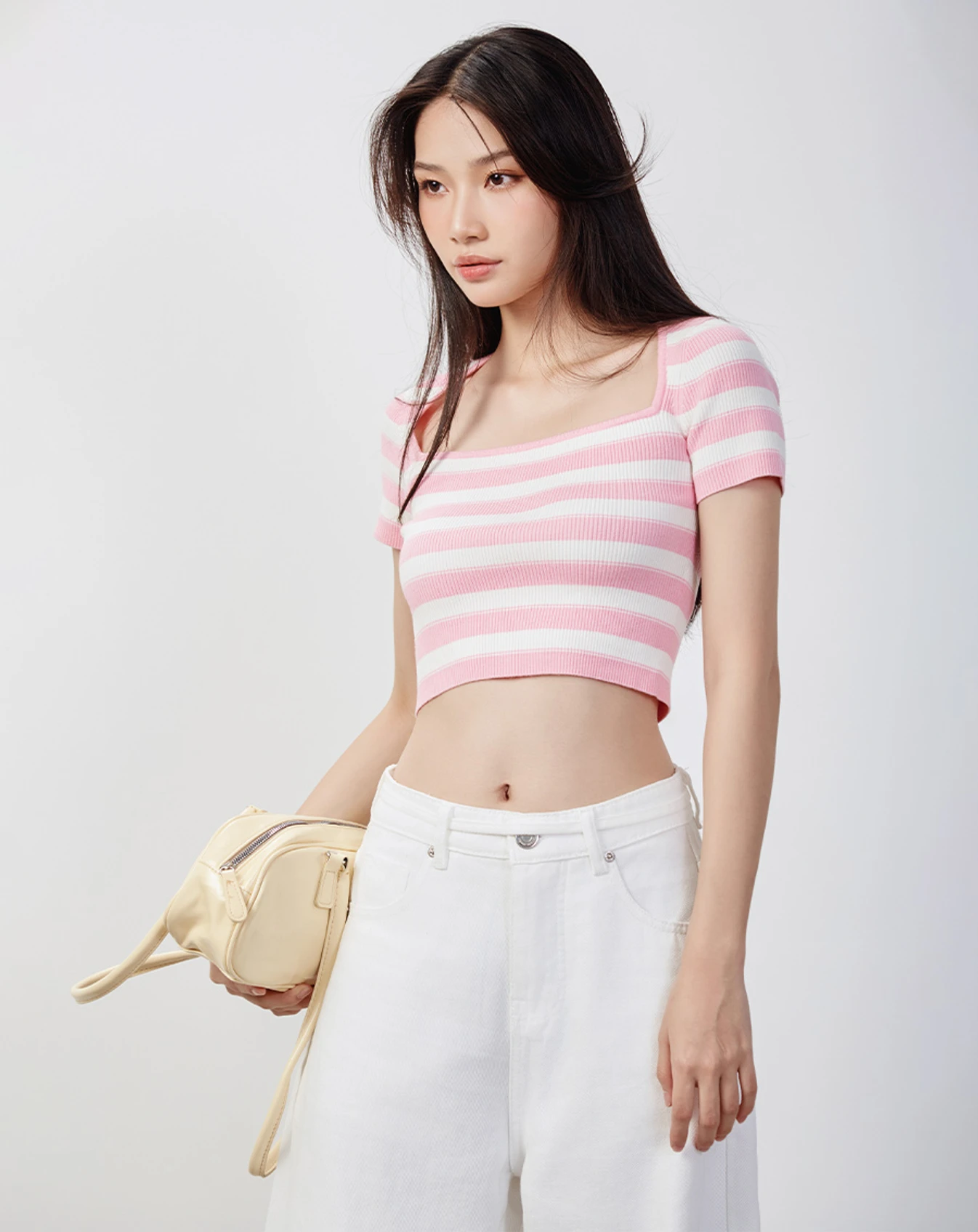 Áo dệt cổ vuông tay ngắn - Image 1