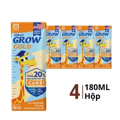 Lốc 4 hộp sữa dinh dưỡng pha sẵn Abbott Grow Gold hương vani 180ml