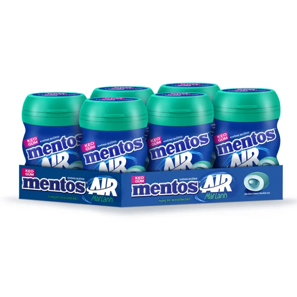 Kẹo gum không đường hương bạc hà khuynh diệp Mentos hũ 17.5g