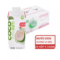 Thùng nước dừa hương vị sen Cocoxim 330ml (12 hộp)