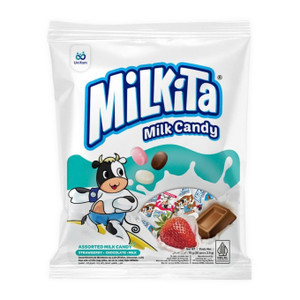 Kẹo sữa vị hỗn hợp dâu, socola, sữa Milkita gói 75g (1 Gói)