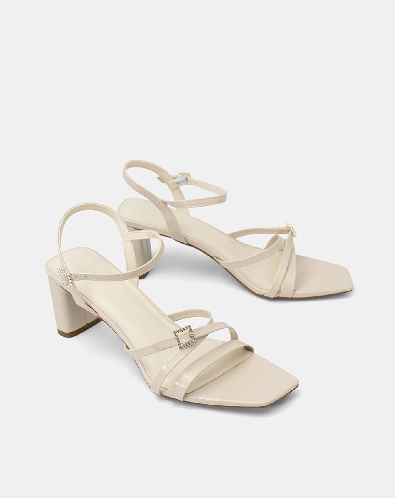Giày Sandal Gót Vuông Phối Khóa Đá - Image 5