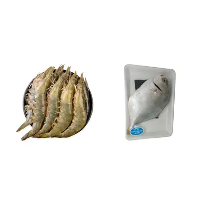 Combo Tôm thẻ lớn (30-40 con/kg) 500g + Cá chim trắng làm sạch 450g
