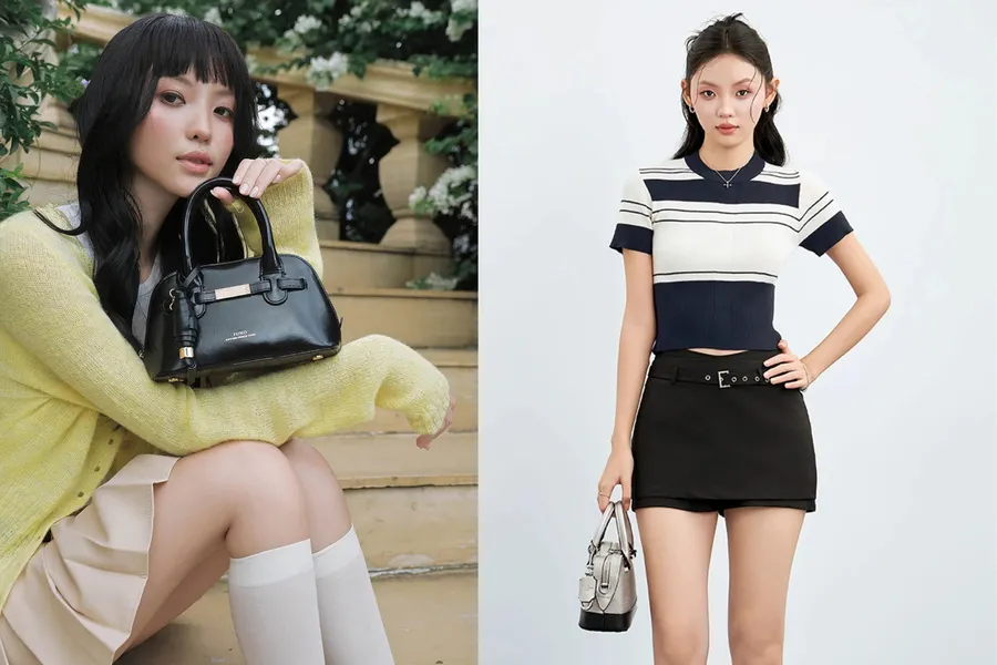 Set Đồ Với Áo Sọc Và Túi Croissant Gọn Dáng Dễ Ứng Dụng