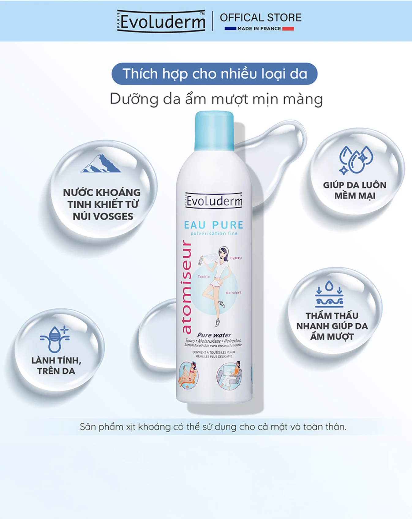 Xịt Khoáng Evoluderm 400ml - Image 3