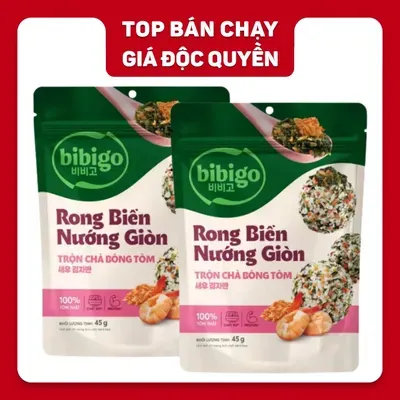 Combo 2 gói rong biển nướng giòn Bibigo trộn chà bông tôm 45g
