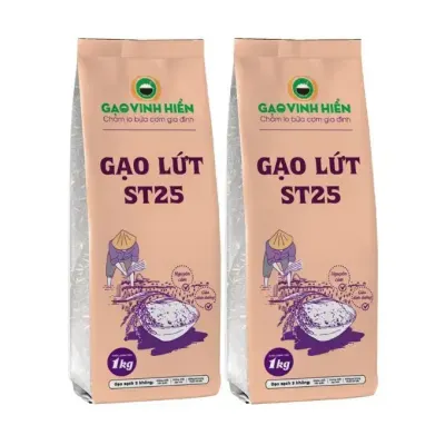 Combo 2 túi gạo lứt thơm ST25 Vinh Hiển 1kg