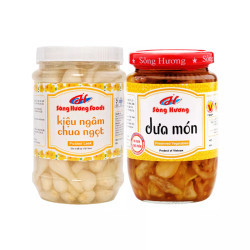 Combo dưa kiệu Tết: kiệu ngâm chua ngọt 500g và dưa món 500g