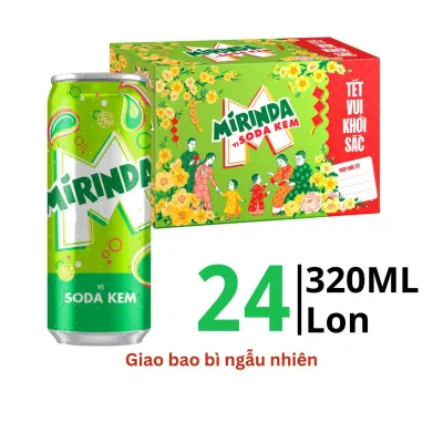 Thùng 24 lon nước ngọt Mirinda vị soda kem 320ml