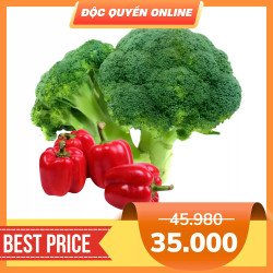 Combo Bông Cải Xanh Đà Lạt Vietgap 320g & Ớt chuông đỏ Đà Lạt VietGAP 200g (1 Quả)