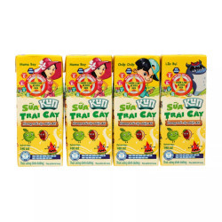 Lốc sữa trái cây hương trái cây nhiệt đới Kun 180ml (4 Hộp)