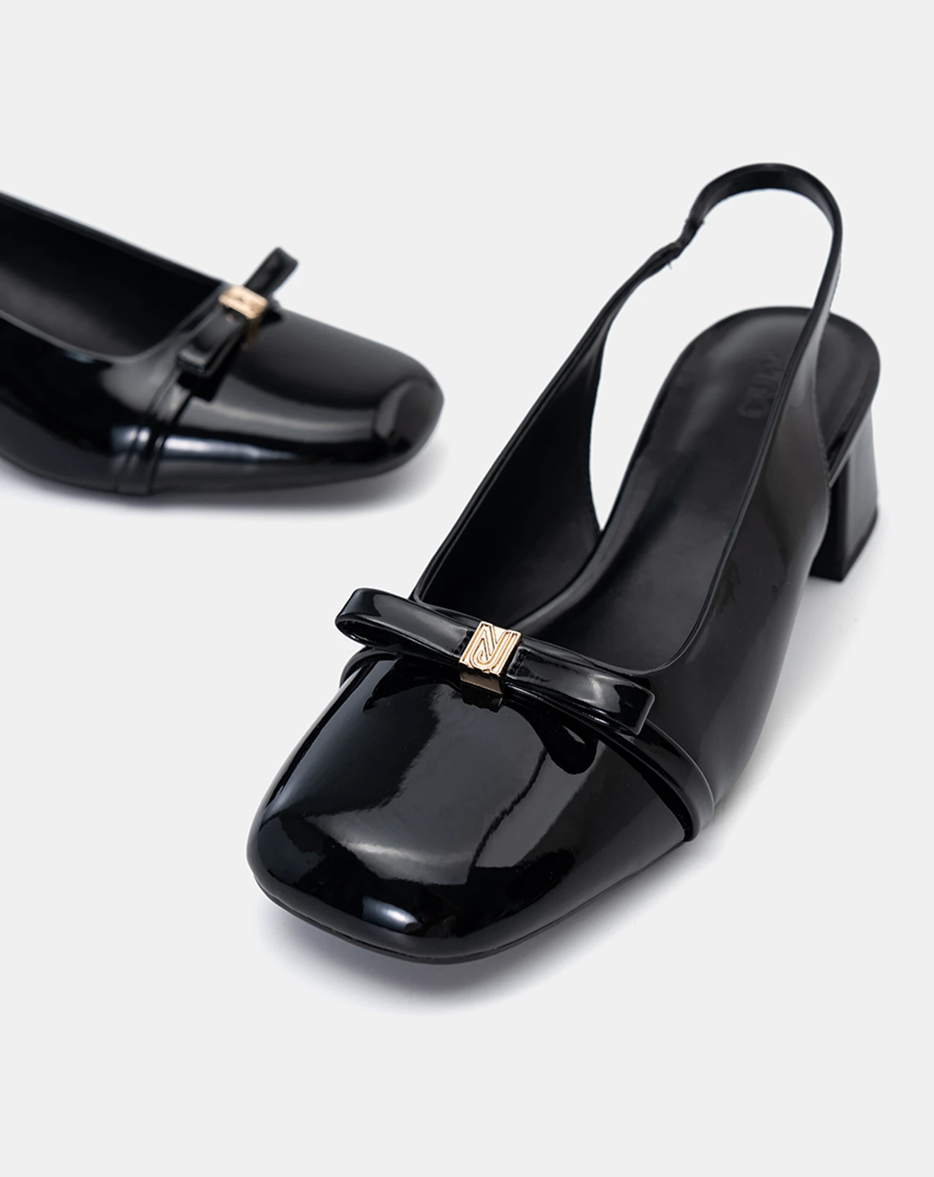 Giày Cao Gót Slingback Phối Nơ Mũi Tròn - Image 4