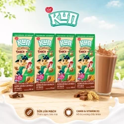 Lốc 4 hộp sữa tươi tiệt trùng Kun hương socola lúa mạch có thạch 170ml