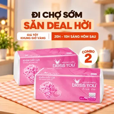 Combo 2 gói khăn giấy rút soft pack Bless You 2 lớp 250 tờ