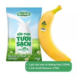 Combo chuối Bolaven & sữa tươi Nuti có đường 220ML (1 Combo)