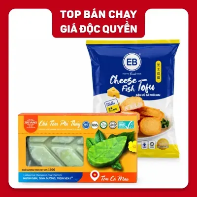 Combo đậu hũ cá phô mai 500g và chả tôm phỉ thuý 130g