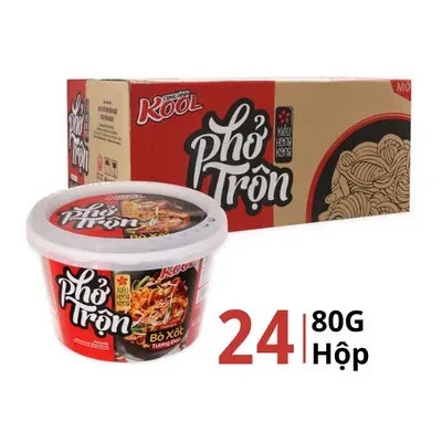 Thùng 24 hộp phở trộn bò xốt tương đen Kool 80g