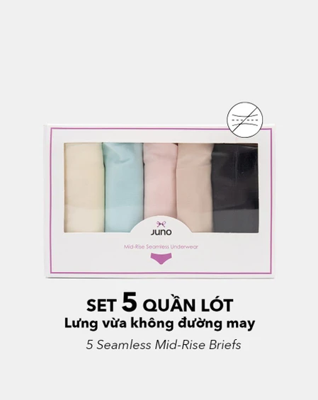 Set 5 Quần lót lưng vừa vải su không đường may