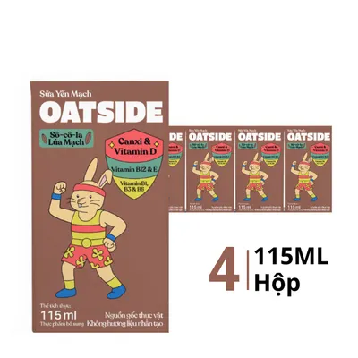 Lốc 4 hộp sữa yến mạch Oatside vị socola lúa mạch 115ml