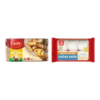 Combo Chả giò bánh tráng chay CJ Cầu Tre gói 500g (1 gói) + Bánh bao không nhân Thọ Phát gói 300g
