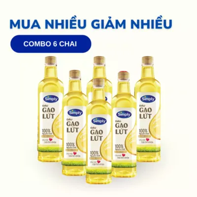 Combo 6 chai dầu gạo lứt Simply 1L