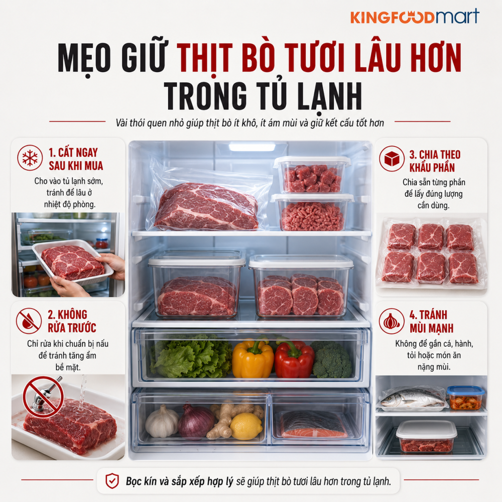 Cách bảo quản thịt bò