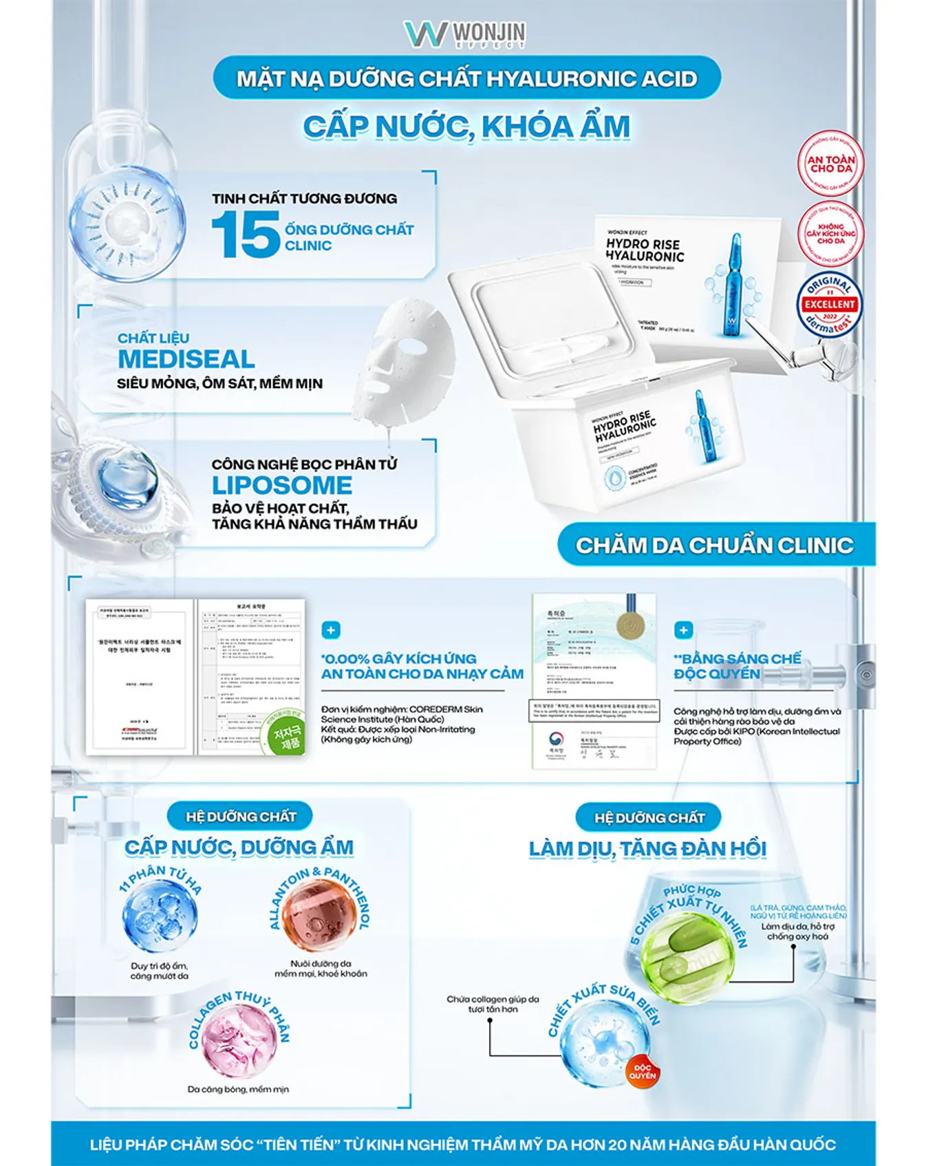 Hộp 30 Mặt Nạ Giúp Dưỡng Da Chuẩn Clinic Mỗi Ngày WonJin Effect Mask 350g - Xanh dương cấp ẩm - Image 2