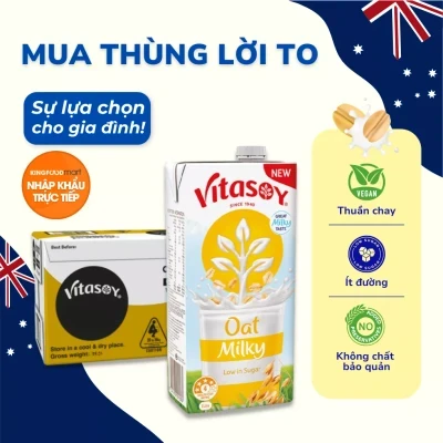 Thùng 12 hộp sữa hạt hạnh nhân Úc Vitasoy ít đường 1L