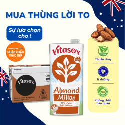 Thùng sữa hạt hạnh nhân ít đường Úc Vitasoy hộp 1L (12 Hộp)