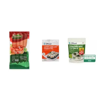 Combo Xúc xích Deli Sumo Le Gourmet + Lá kim cuốn cơm O'Food + Rong biển giòn trộn gia vị O'food