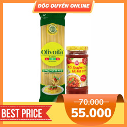 Combo Mì Ý tiện lợi: gói mì spaghetti Olivoila N.5 (500g) + Sốt spaghetti Otoki (220g)