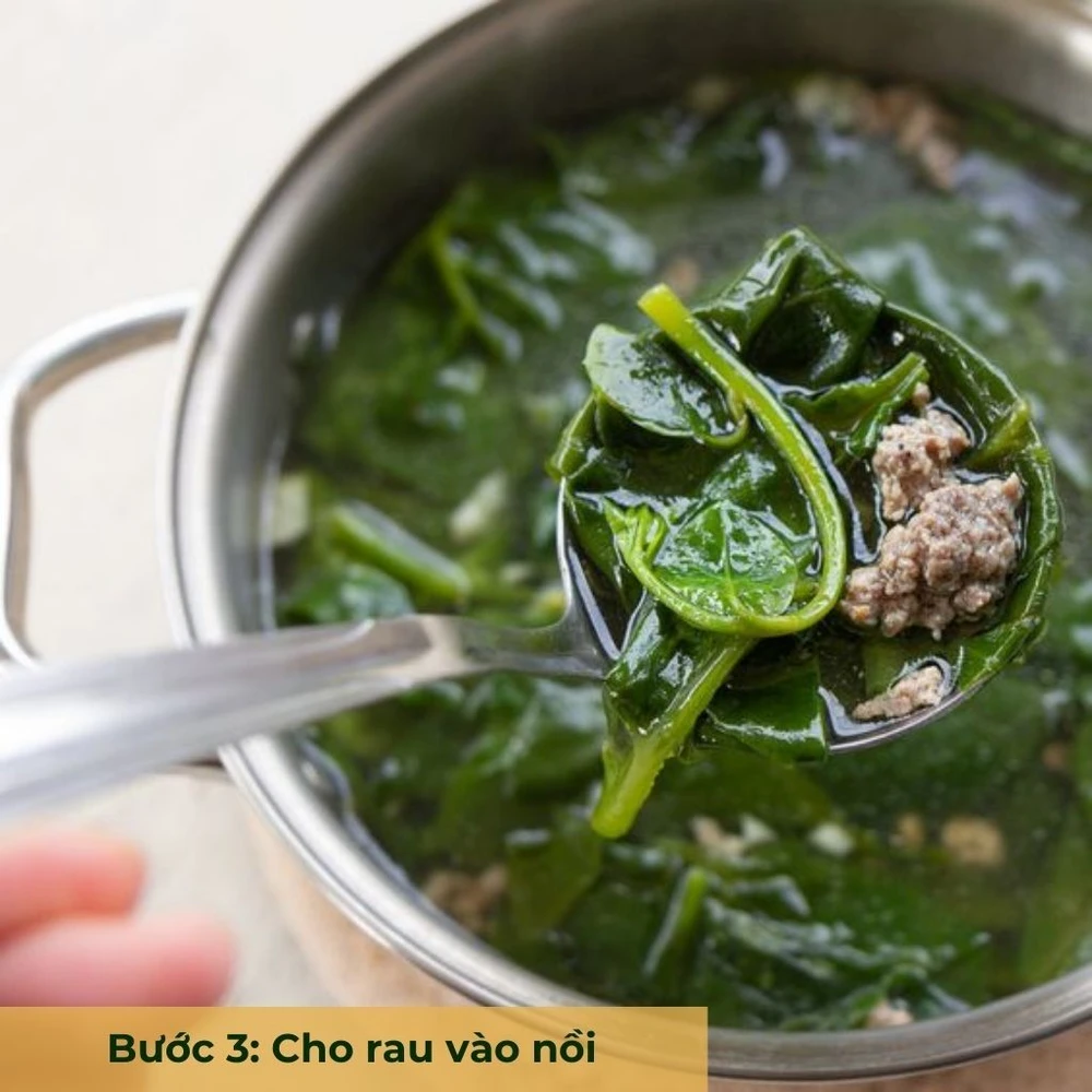 bước 3 cho gạch cua vào nồi