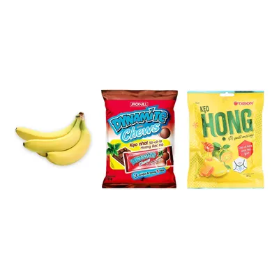 Combo Chuối già giống Nam Mỹ + Kẹo nhai socola bạc hà Jack 'N Jill + Kẹo họng vị quất mật ong Orion