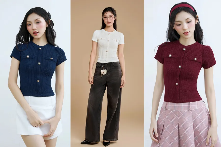 Một Outfit Basic Thay Đổi Thế Nào Với Áo Thun Tay Phồng Phối Nút Kiểu?