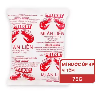 Mì hai tôm giấy trắng Miliket gói 75g
