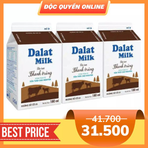 Combo sữa tươi thanh trùng socola Đà Lạt Milk hộp 180ml (3 Hộp)
