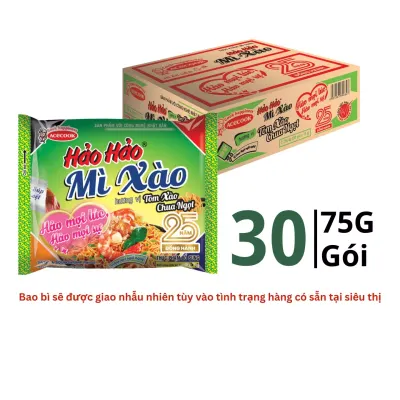 Thùng 30 gói mì xào khô Hảo Hảo Acecook vị tôm xào chua ngọt 75g