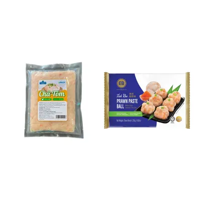 Combo Chả tôm thác lác tươi Hapi gói 200g (1 Gói) + Chả tôm trứng cá ROE EB gói 250g