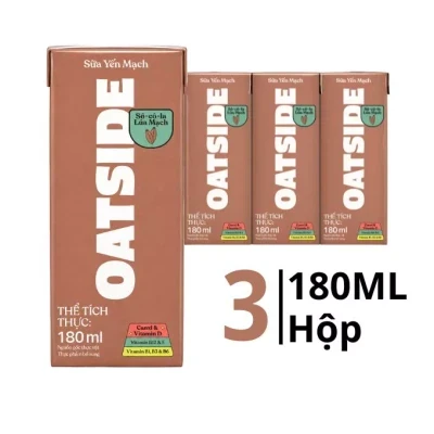 Lốc 3 hộp sữa yến mạch Oatside vị socola lúa mạch 180ml