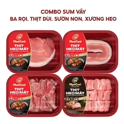 Combo Meatcool sum vầy: Ba rọi, thịt đùi, sườn non, xương heo
