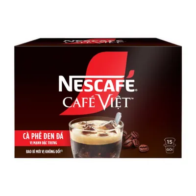 Cà phê hòa tan đen đá 2in1 Nescafe hộp 15 gói x 16g