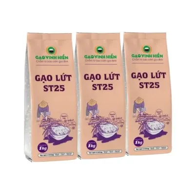 Combo 3 túi gạo lứt thơm ST25 Vinh Hiển 1kg